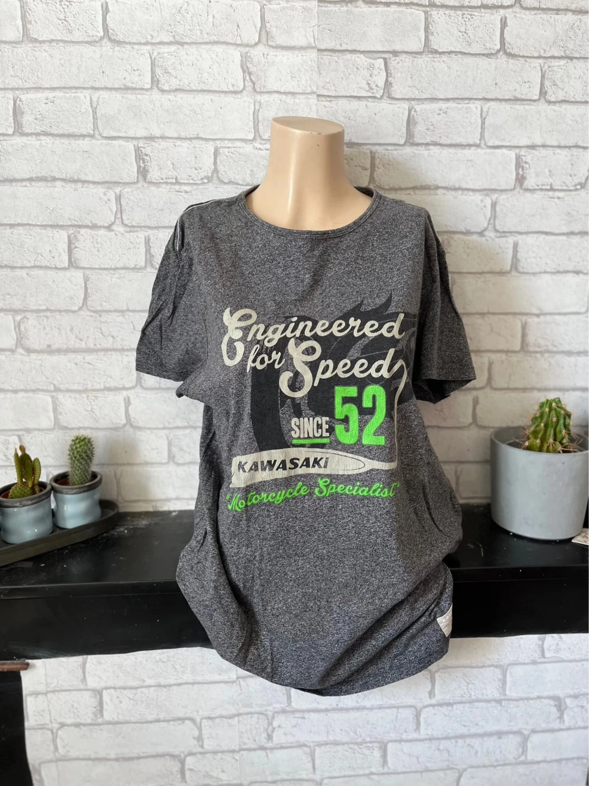 T-shirt gris imprimé Kawasaki – Taille 40